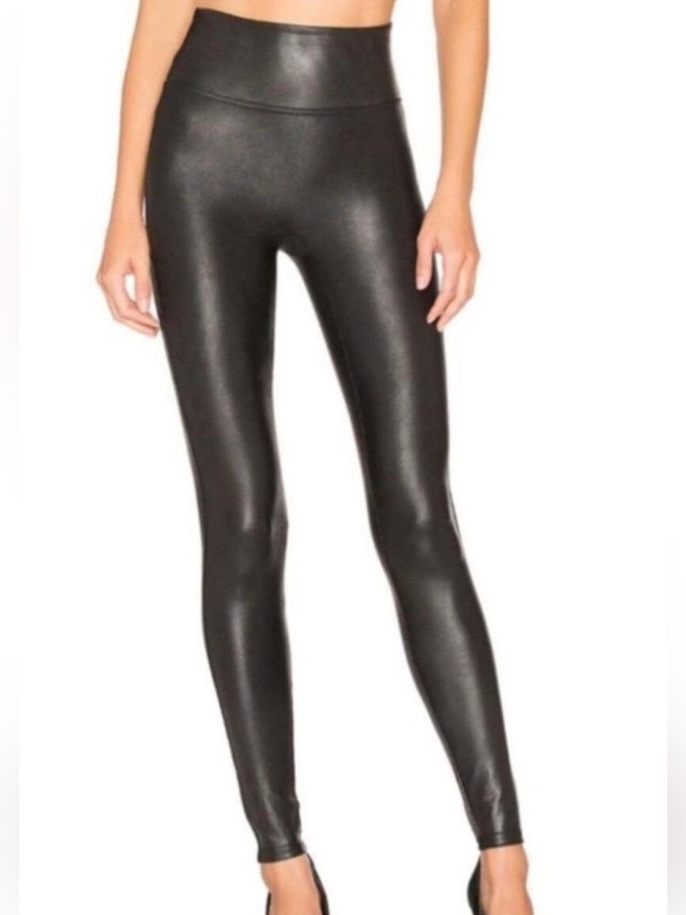 Spanx Faux Leather Leggings Black size Medium stretch slimming